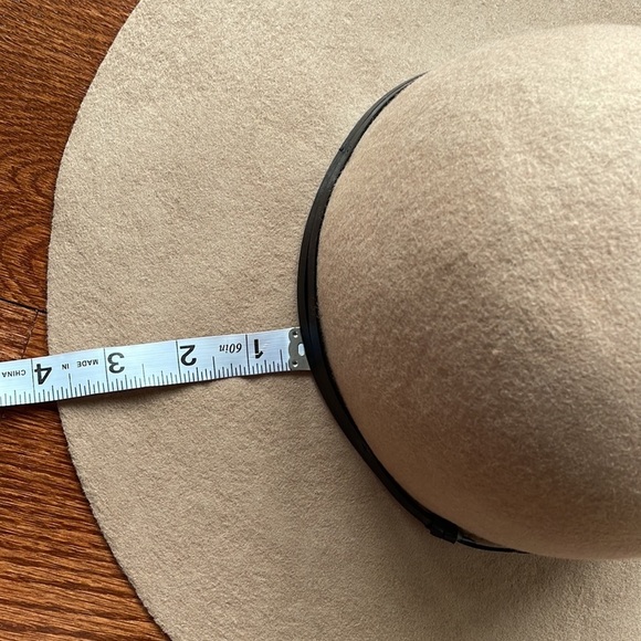 Women’s 100% wool laine wide brim hat western safari taupe with brown band NWOT main image 9